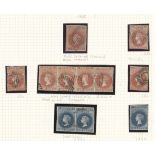 South Australia 1855 Printed in London 2d. rose-carmine (8 with a strip of four and four single...