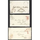 Great Britain Postal History 1840-43 entires (5) with U.P.P. Paid 1d. handstamps, comprising Ab...