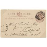 Basutoland The Cape Post Office Period Morija 1887 (13 Jan.) 1d. brown card to Wellington cance...