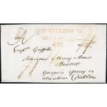 Great Britain Postal History 1818 (26 Dec.) entire letter from Carnarvon to a Captain on the "S...