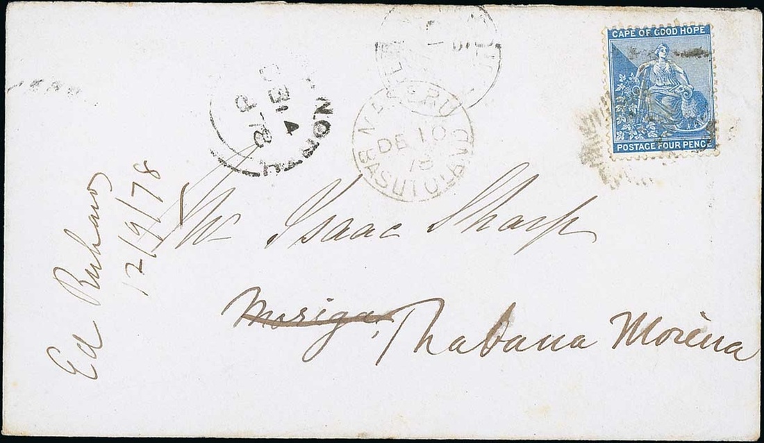 Basutoland The Cape Post Office Period Maseru 1878 (10 Dec.) envelope to Morija and redirected...