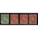 Barbados 1875 Watermark Crown CC, Perf. 12½ Issue ½d. bright green with watermark reversed and...