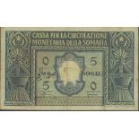 Cassa per la Circolazione Monetaria della Somalia, 5 somali, 1950, serial number A007 030162, (...