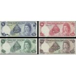 Cayman Islands Currency Board, complete set of 1971 issue, $1, $5, $10, $25, matching serial nu...