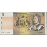 Australia Reserve Bank, $1, ND (1974 - 83), CZZ 888888, (Pick 42),