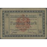 German Cameroun, Treasury note, 50 marks, Duala, 12 August 1914, blue handstamped serial number...
