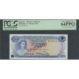 Bahamas Monetary Agency, specimen $100, 1968, serial number A000000, (Pick 33s, TBB B208),