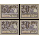 Magistrat der Stadt Danzig/Neuteich, 50 pfennig (4), 15th Apr. 1919, serial numbers 673189, 789...