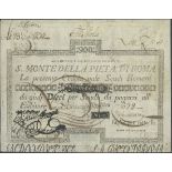 Banco di S.Monte della Pieta'di Roma, 900 scudi, ND (1785-1795), serial number 673, (Pick S374)...