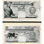 Government of Cyprus, obverse and reverse printers archival photographs , ca 1938-1954,