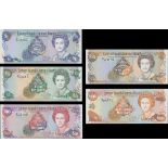 Cayman Islands Currency Board, complete set of 1996 issue, $1, $5, $10, $25, $100. prefix, B/2,...