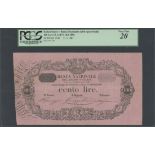 Banca Nazionale nel Regno d'Italia, 100 lire, 21 January 1885, serial number Fg 168, (Pick S742...