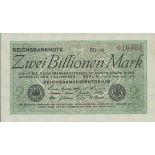 Reichsbanknote, 2 billion mark, 5 November 1923, red serial number 010061, (Pick 135b),