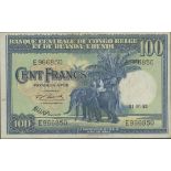 Banque Centrale du Congo Belge et du Ruanda-Urundi, 100 francs, 1st June 1953, serial number E9...