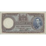 Government of Fiji, 10/-, 1st June 1951, serial number B/5 65,684 (Pick 38k.)