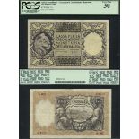 Cassa per la Circolazione Monetaria della Somalia, 100 somali, 1950, red serial number A002-094...