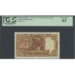 Cassa per la Circolazione Monetaria della Somalia, specimen 1 somali, 1950, no serial number, (...