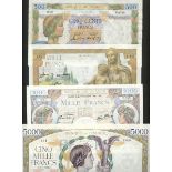 Banque de France, 500 francs, 1 October 1942, serial number H.6799-972, (Pick 95b, 96a, 102a,,...