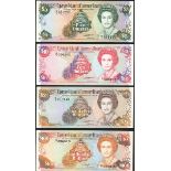 Cayman Islands Currency Board, complete set of 1991 issues, $5, $10, $25, $100, B/1 361731, 000...