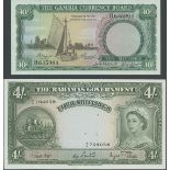 Gambia Currency Board, 10 shillings, prefix B, (Pick 1a, 13d),