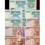 Bank of Ghana, 5000 cedis (4), 10000 cedis (2), 20000 cedis (3), 1994-2003, (Pick 31a, b, c, 35...