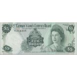 Cayman Islands Currency Board, $5, law of 1971 (1972), prefix A/1, (Pick 2a, TBB 102a),