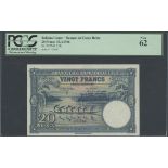 Banque du Congo Belge, 20 francs, 10th April 1946, serial number Y453387, (Pick 15E, TBB B215a)...