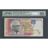 Bank of Mauritius, 2000 Rupees, 1998, serial number BA045659, (TBB B419 Pick 48),