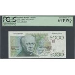 Banque Nationale de Belgique, Belgium 5000 francs, ND (1982-92), serial number 72303896404, (Pi...