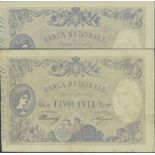 Banca Nazionale Nel Regno D'Italia, 50 lire (2), 19 January 1881, serial number I16 5024, (Pick...