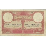 Banque d'Etat du Maroc, 100 francs, 1 February 1921, serial number X.91-353, (Pick 14),