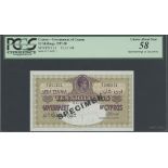 Government of Cyprus, 10 shillings, 15th September 1948, specimen overprinted on issued note, s...