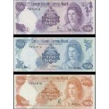 Cayman Islands Currency Board, $40, $50, $100, 1974, matching serial number A/1 000255, (TBB B1...