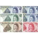 Cayman Islands Currency Board, $1 (3), 1971-74, serial number A/2 565163, A/3 232884, A/6 50615...