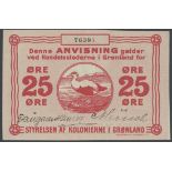 Greenland State notes, 25 ore, ND (1913), serial number 76397, (Pick 11, Sieg 58),