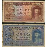 Banco Nacional Ultramarino, Portuguese India, 10 rupias, (Pick 36, 37),