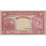 Bahamas Government issue, 10 shillings, ND (1954), serial number A/1 496599, (Pick 14, TBB B113...