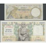 Bank of Greece, 50 drachmai, 1935, (Pick 104a, 106a),