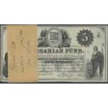 Hungarian Fund, New York, a selection of notes comprising $5 (27), 2 February 1852, serie B, (P...