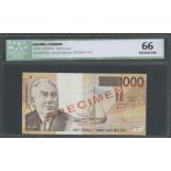 Banque Nationale de Belgique, specimen 1000 francs, ND (1995-98), specimen no. 466, (Pick 150s)...