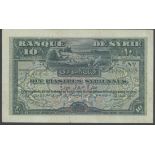 Banque de Syrie, 10 piastres, 1 July 1920, serial number J/H 051,018, (Pick 12),