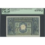 Cassa per la Circolazione Monetaria della Somalia, specimen 5 somali, 1950, no serial number, (...