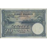 Banque du Congo Belge, 20 francs, 10th April 1946, serial number V 508540, (Pick 15E, TBB B215b...