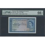 Government of Cyprus, 250 Mils, 1st February 1956, serial number A/7 158727, (TBB B133 Pick 33)...