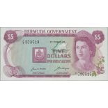 Bermuda Government, $5, 6 February 1970, serial number A/1 000519, (Pick 24, TBB B126a),