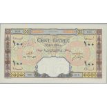 Banque de Syrie et du Liban, Syria, specimen 100 livres, 1947, zero serial numbers, (Pick 61s,...