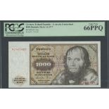 German Federal Republic, Deutsche Bundesbank, 1000 Deutsche mark, 1 June 1977, serial number W1...