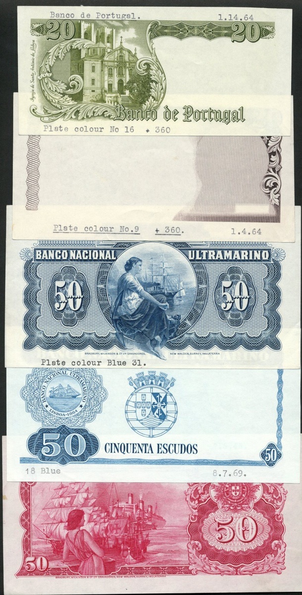 Portugal/Portuguese Colonies, a group of 5 uniface obverse/reverse plate colour die proofs,