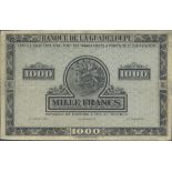 Banque de la Guadeloupe, unissued 1000 francs, ND (1942), no serial numbers, (Pick 26 for type,...