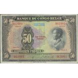 Banque du Congo Belge, 50 francs, 1948, series G, serial number 063981, (Pick 16f, TBB B218f)